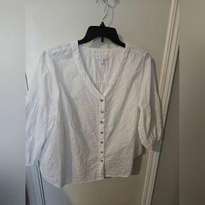 J. Jill White Cotton Eyelet Blouse